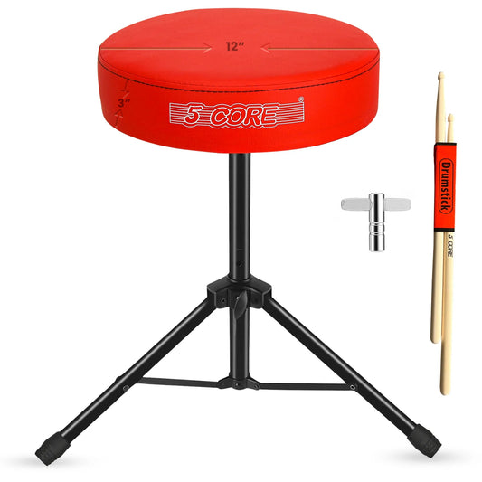 5Core Drum Throne Adjustable Guitar Stool 3" Padded Drummer Seat for Adults & Kids