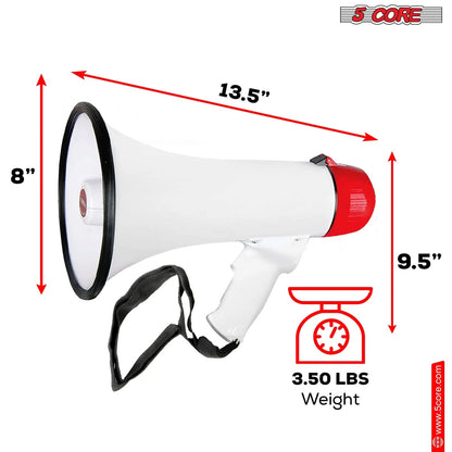 5Core Megaphone Bullhorn Speaker 50W Bull Horn Cheer Megafono 300 Meter