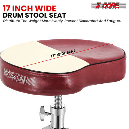 5Core Drum Throne Padded Guitar Stool Saddle Drummer Seat for Adults & Kids