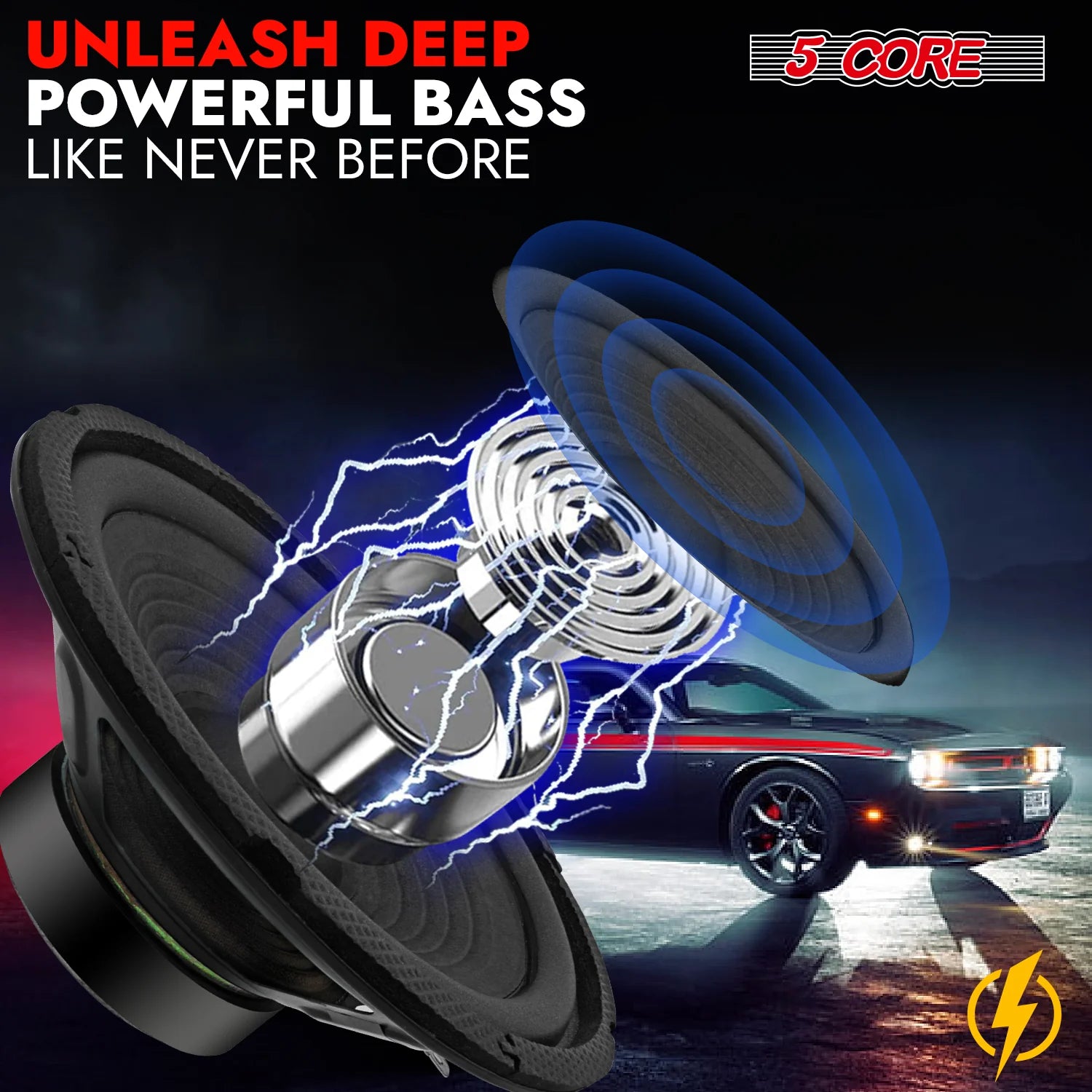 5Core 6.5 Inch Subwoofer Speaker 300Watt Car Subwoofer 4Ohm Replacement Sub Woofer