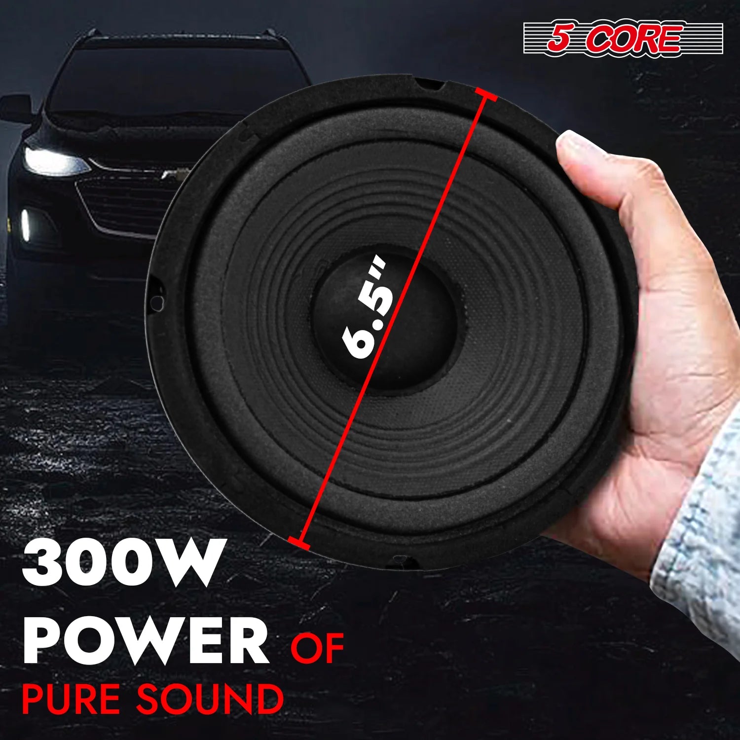5Core 6.5 Inch Subwoofer Speaker 300Watt Car Subwoofer 4Ohm Replacement Sub Woofer