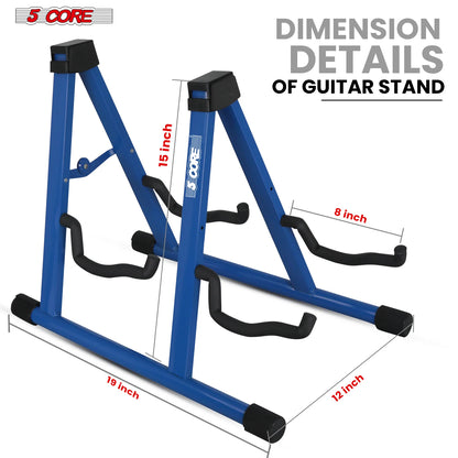 5Core Double Guitar Stand Floor Adjustable a Frame Folding Acoustic Electric Guitars Holder Stands
