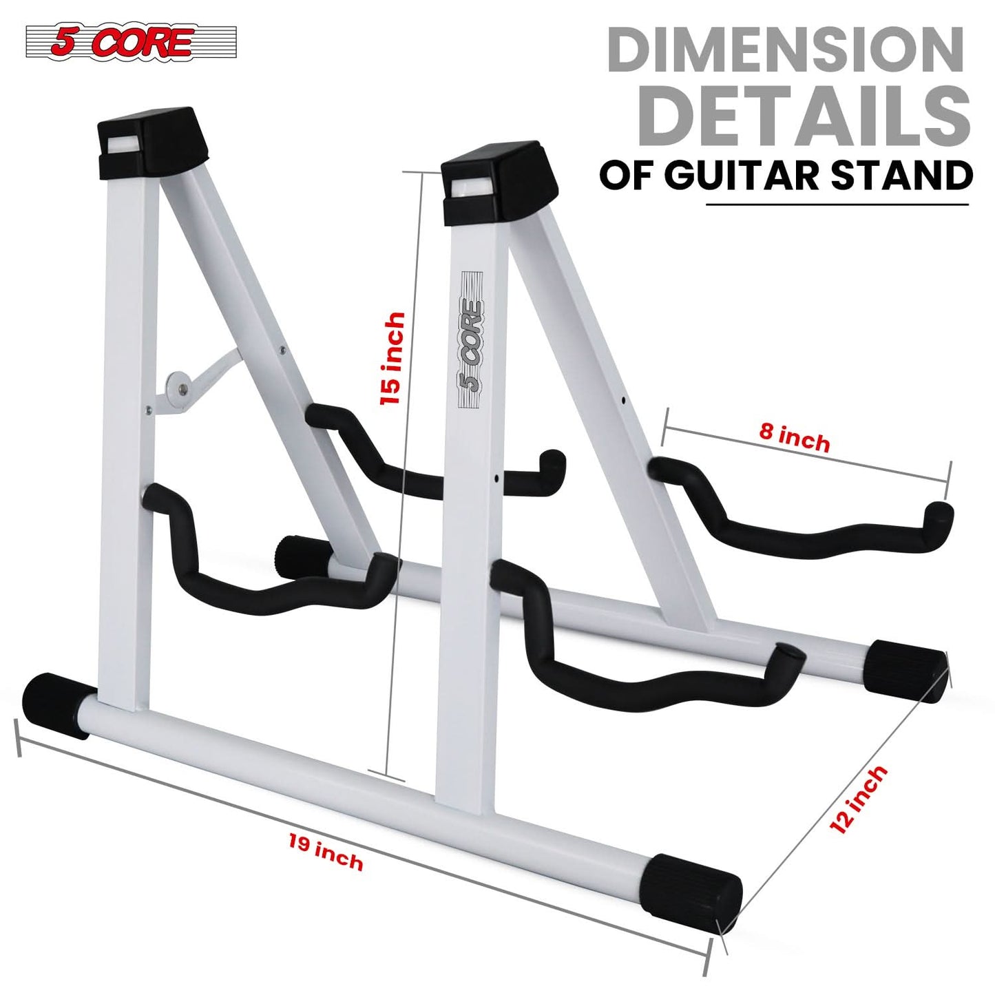 5Core Double Guitar Stand Floor Adjustable a Frame Folding Acoustic Electric Guitars Holder Stands