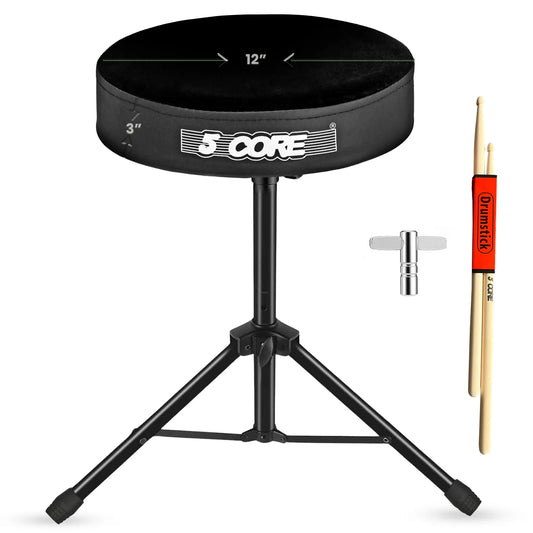 5Core Drum Throne Adjustable Guitar Stool 3" Padded Drummer Seat for Adults & Kids