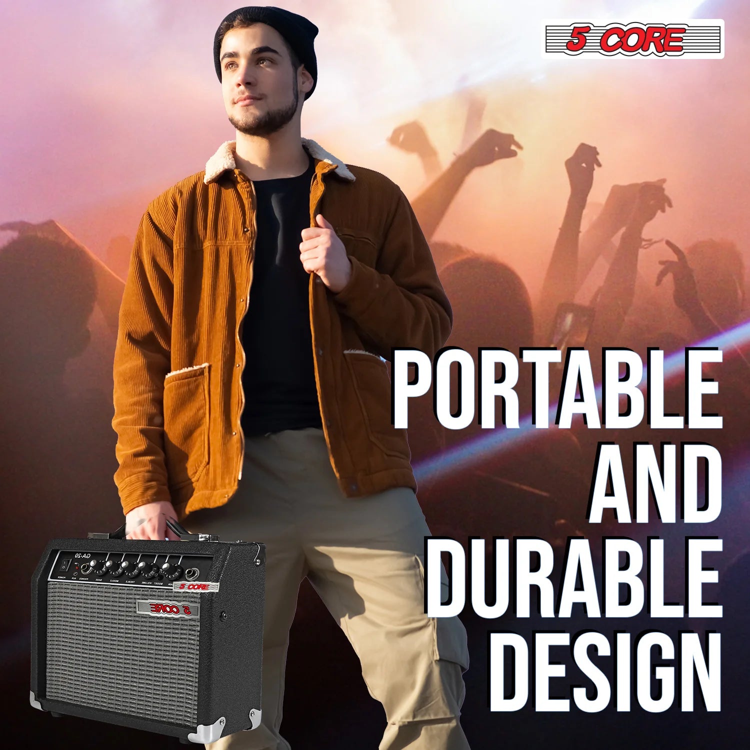 5 Core Guitar Amp 20W Electric Bass Acoustic Portable Amplifier Practice Amplificador