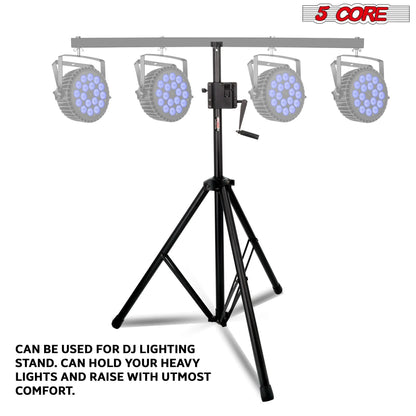 5 Core Speaker Stand Tripod Tall Crank up Height Adjustable Heavy Duty Floor Stands 35Mm PA Pole Mount