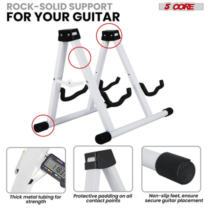 5Core Double Guitar Stand Floor Adjustable a Frame Folding Acoustic Electric Guitars Holder Stands
