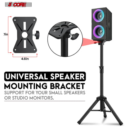 5Core Speaker Stand Tripod Short Adjustable 36 Inch DJ Pole Mount Studio Monitor Stands