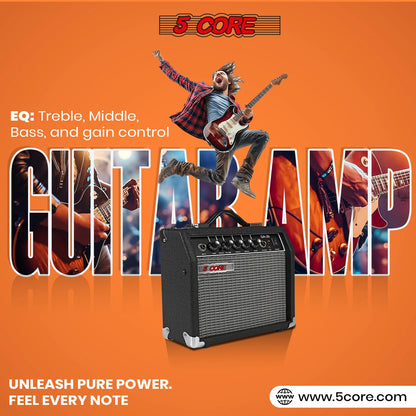 5 Core Guitar Amp 20W Electric Bass Acoustic Portable Amplifier Practice Amplificador