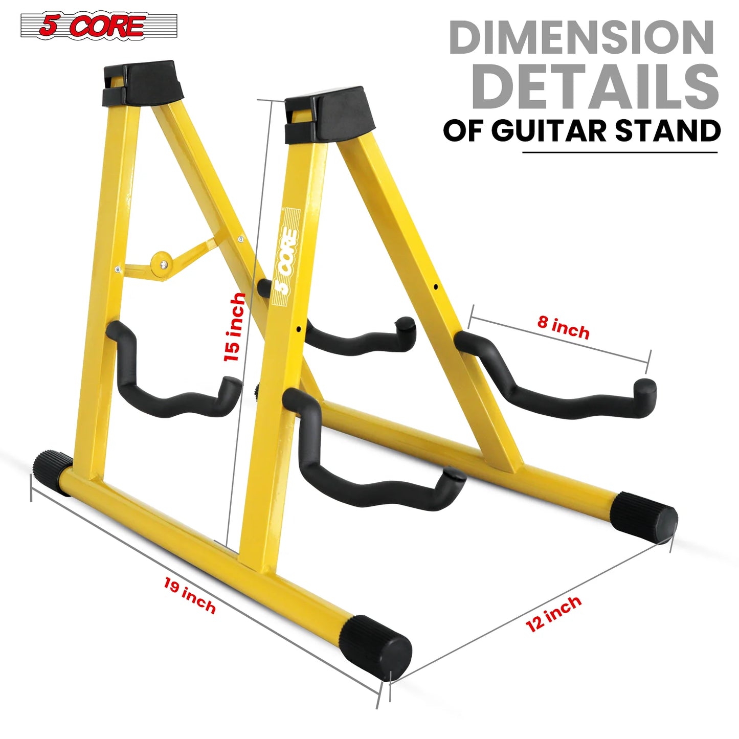 5Core Double Guitar Stand Floor Adjustable a Frame Folding Acoustic Electric Guitars Holder Stands