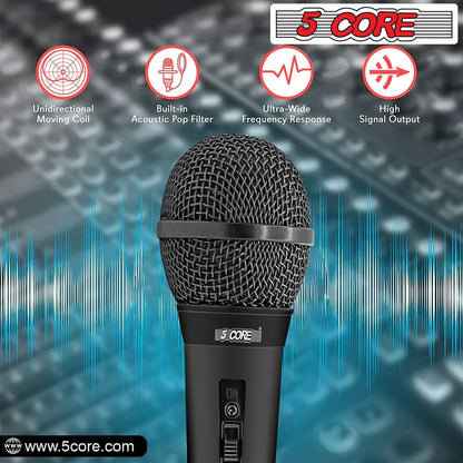 5Core XLR Microphone Dynamic Mic Karaoke Singing Studio Mics Handheld Microfono