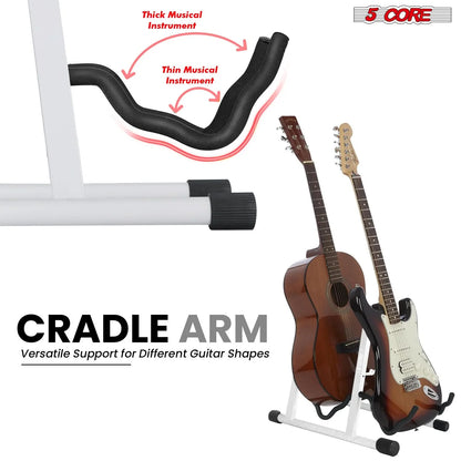5Core Double Guitar Stand Floor Adjustable a Frame Folding Acoustic Electric Guitars Holder Stands
