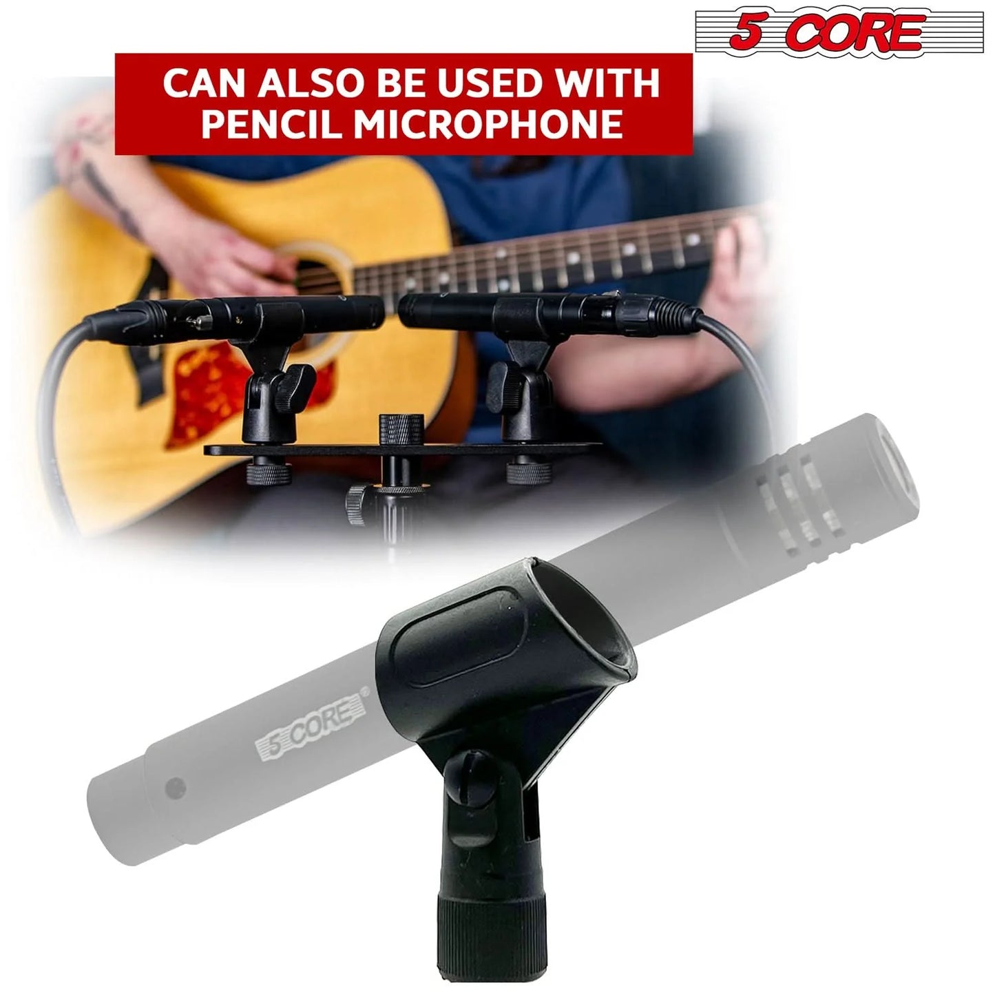 5 Core Microphone Clip Holder 6 Pieces with Screw Adapters 5/8 to 3/8 Inch