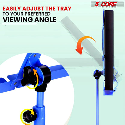 5Core Music Stand for Sheet Music Portable Tripod Adjustable Folding Note Holder BLUE