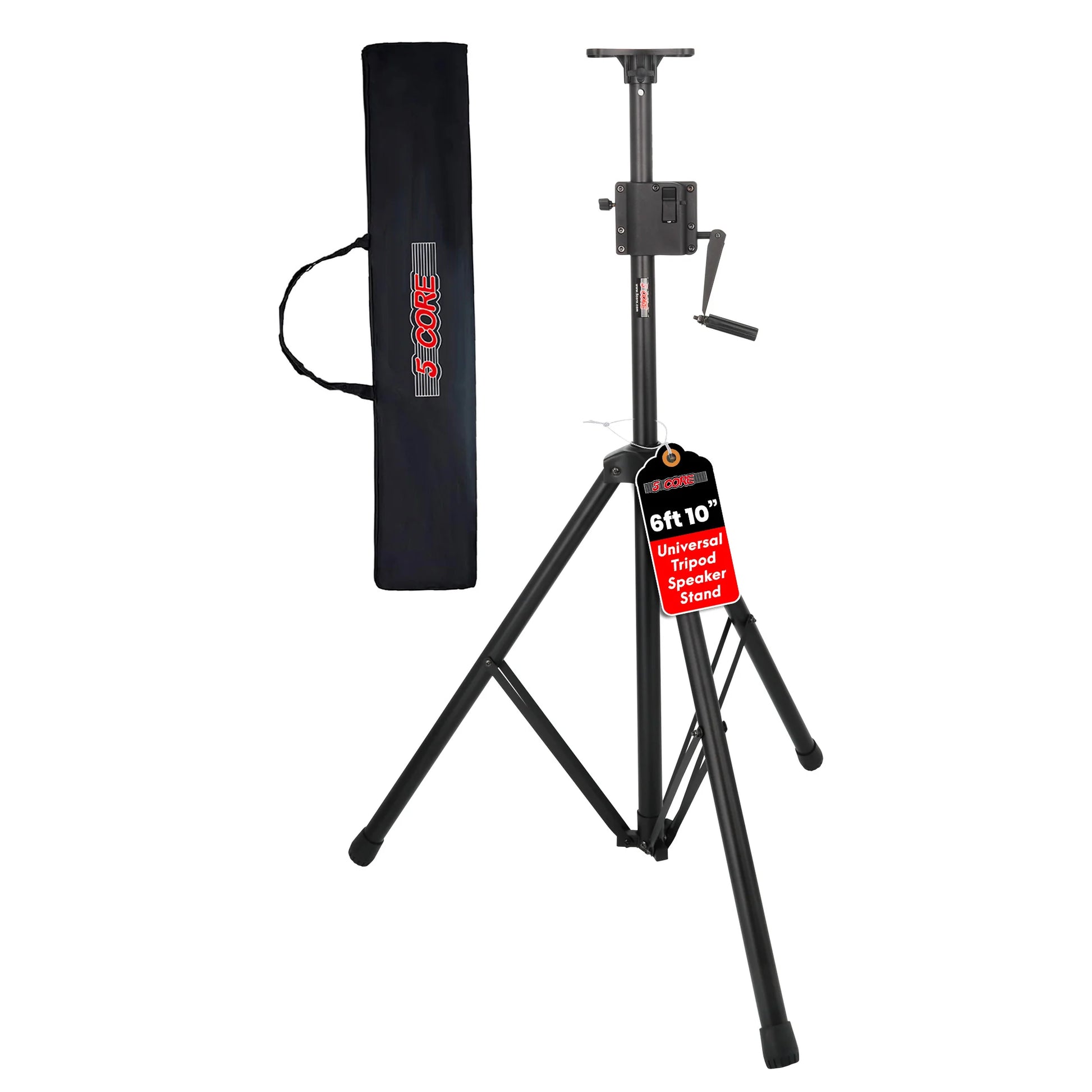 5 Core Speaker Stand Tripod Tall Crank up Height Adjustable Heavy Duty Floor Stands 35Mm PA Pole Mount