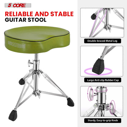 5Core Drum Throne Padded Guitar Stool Saddle Drummer Seat for Adults & Kids