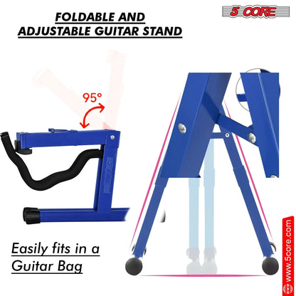 5Core Guitar Stand Floor a Frame Electric Acoustic Bass Soporte Para Guitarra BLUE
