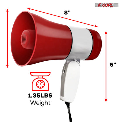 5 Core Megaphone Bullhorn Speaker 30W Bull Horn Rechargeable Cheer Megafono 800 Yards