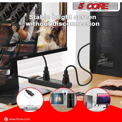 5Core AC Power Cord 6 Ft 3 Prong US Male - Female Extension Adapter 16AWG 125V 13A