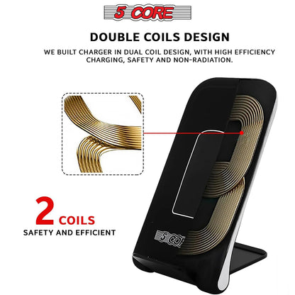 5 Core Wireless Charger 10W Max Fast Wireless Charging Pad Glass Top Pair Boostcharge Slim USB-C