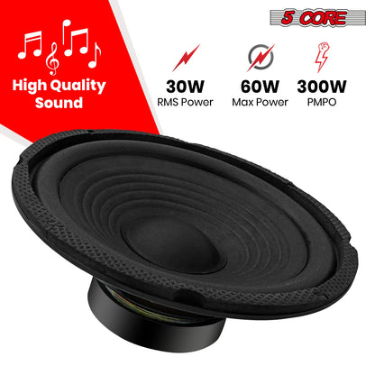 5Core 6.5 Inch Subwoofer Speaker 300Watt Car Subwoofer 4Ohm Replacement Sub Woofer