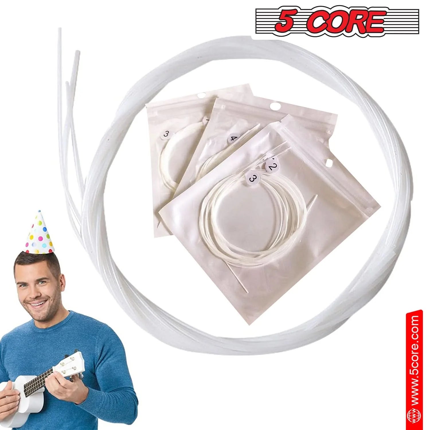 5Core Ukulele Strings Nylon W Deep Bright Tone Consistent Reliable Durability Uku String