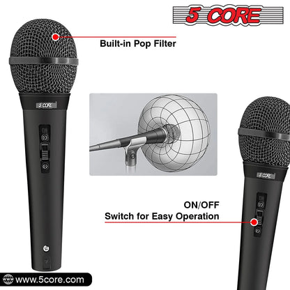 5Core XLR Microphone Dynamic Mic Karaoke Singing Studio Mics Handheld Microfono